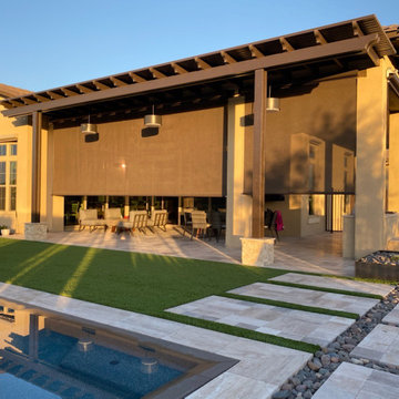 Silver Tumbled Travertine Pavers, Patio & Pool