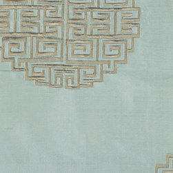 Blue Custom Made Embroidered Dupioni Silk Curtains - Window Treatments