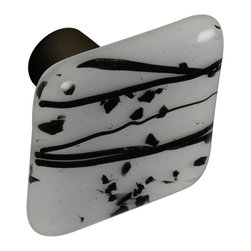 CKP - Art Glass Knob, Black Confetti, Oil-Rubbed Bronze Base - Cabinet And Drawer Knobs