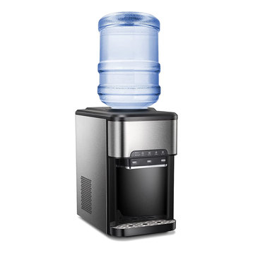 3-in-1 Water Cooler Dispenser, Top Loading Water Cooler With Built-in Ice Maker