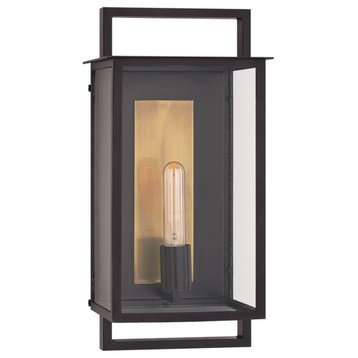Halle Medium Wall Lantern in Aged Iron with Clear Glass