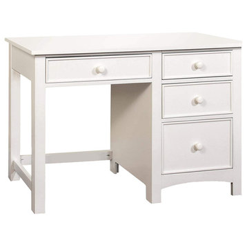 Wooden Desk With 4 Drawers, White Finish