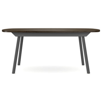 Amisco Gibson Extendable Dining Table, Dark Gray-Brown Birch Veneer/Dark Gray
