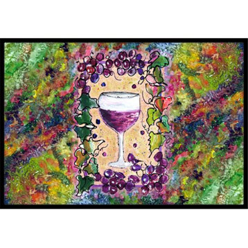 Carolines Treasures 18"x27" Red Wine Glass And Grapes Indoor/Outdoor Mat