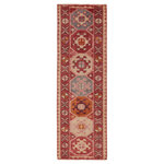 Jaipur Living - Jaipur Living Zetta Hand-Knotted Medallion Pink Rug, 2'6"x8' - Inspired by traditional Turkish designs, the Coredora collection boasts vibrant hues and a stunning hand-knotted quality. The Zetta rug showcases a geometric medallion motif in a vivid palette of pink, orange, cream, and light gray. Crafted of soft yet durable wool, this runner is comfortable underfoot and perfect for hallways or bedside spaces.