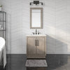Hugo Carrara White Marble Countertop Bathroom Vanity in Grey Oak, Bronze Handle, 30", Vanity With Mirror