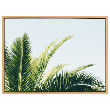 Sylvie Tropical Palm Under Blue Sky Framed Canvas by Amy Peterson, Natural 23x33