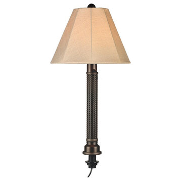 Umbrella Table Lamp, Antique Beige Linen, Dark Mahogany/Bronze