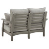 Benzara BM248129 Outdoor Loveseat With Weather Resistant Fabric Cushions, Gray