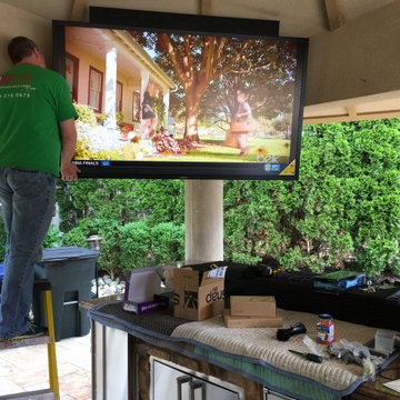 Outdoor kitchen with technology