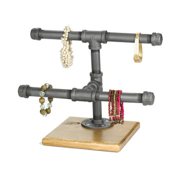 Jewelry Display Rack, Small 2-Tier Industrial Style Pipe
