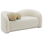 Meridian Furniture - Kali Faux Shearling Teddy Fabric Upholseterd  Loveseat, Cream - Go casual in your space with this Kali faux shearling teddy fabric loveseat. This uber-cozy loveseat is perfect for so many rooms in the home, from the living room or family room to a bedroom or basement. The faux shearling upholstery covers every square inch in yielding softness that cradles your body in the ultimate comfort. Eucalyptus wood construction makes the frame sturdy and stout, so the chair holds up to long-term use in your busy home.