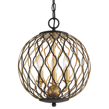 Minka Lavery Gilded Glam 2403-680 3 Lt Pendant in Sand Coal With Painted And Pla