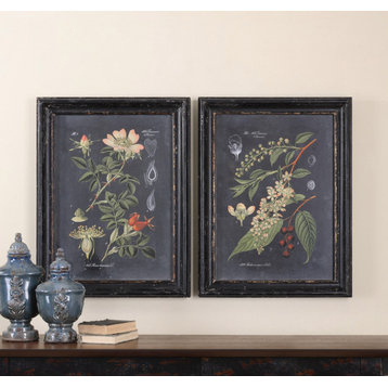 Uttermost "Midnight Botanicals" 2-Piece Wall Art Set, 24.63"x32.63"