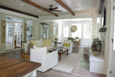 Beach style living room photo in Atlanta