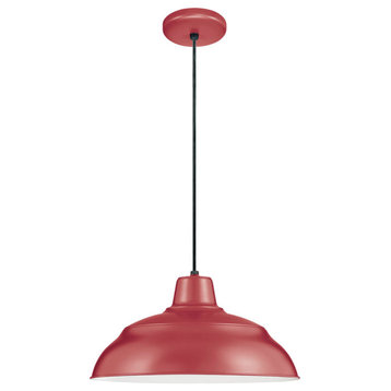 R Series Collection 14" Corded RLM Pendant, Satin Red