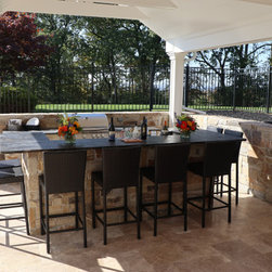 Walnut Travertine Project in CT - Outdoor Cooking