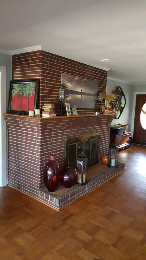 Spruce up brick fireplace