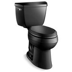 Kohler - Kohler Highline 2-Piece Elongated 1.28 GPF Toilet w/ Left-Hand Lever, Black - With its clean, simple design and efficient performance, this Highline water-conserving toilet combines both style and function. An innovative 1.28-gallon flush setting provides significant water savings of up to 16,500 gallons per year, compared to an old 3.5-gallon toilet, without sacrificing flushing power. The elongated seat and chair-like height ensure comfortable use.