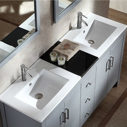 72 inch Contemporary Double Sink Bathroom Vanity Set in Grey Finish - Bathroom Vanities And Sink Consoles