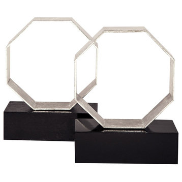 Dean Bookends, Set of 2, Silver