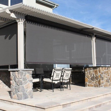 Louvered Roof Patio Cover with Sun Screen