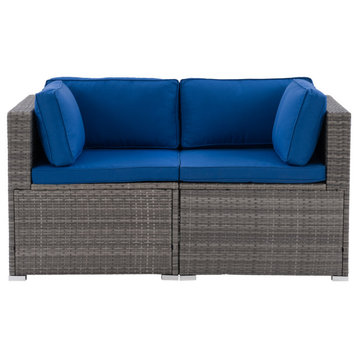 Parksville Patio Sectional Set 2pc, Blended Gray/Oxford Blue