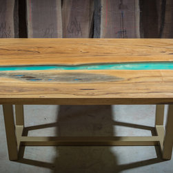 Panama Blue Water Resin River Table - Dining Tables