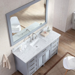 61 inch Cottage Single Sink Bathroom Vanity Set in Grey Finish - Bathroom Vanities And Sink Consoles