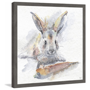 "Happy Rabbit" Framed Painting Print, 12"x12"