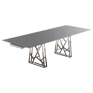 Borg Dining Table Base With White Glass Top