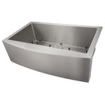 ZLINE Kitchen and Bath - ZLINE Farmhouse Single Bowl Sink in Stainless Steel with Bottom Grid - Each ZLINE Sink is hand crafted and intuitively designed to offer the most efficient washing experience. With functionality and bold design in mind, each sink offers: Industrial grade rust-resistant stainless steel ensuring durability and longevity. Extra deep, high capacity bowls/basins offering maximum room for any size wash job. Creased accent lines and basin sloping create superior drainage, providing more usable space and eliminating free standing water 3 times faster than our competitors. All ZLINE sinks have garbage disposal compatibility (sold separately) and are designed geometrically to silence sound and create a quieter work space. We take pride in offering our customers the same high quality materials and features for over 10 years, with one of the easiest installations in the industry- guaranteed. All ZLINE sinks are protected by our generous limited lifetime warranty and ship next business day when in stock.