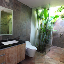 Island Stone Copper Quartzitic Slate Solid Bath - Tile