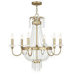 Livex Lighting - Chandelier With Clear Crystals, Hand-Applied Winter Gold - A beautiful cascade of clear crystal beads creates a striking effect of refracted light. This six light chandelier is finished in a hand appled winter gold finish mixing traditional refinement with modern style. Place this crystal chandelier in both contemporary and time-honored spaces for the perfect look