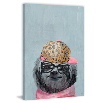"Hipster Sloth II" Painting Print on Wrapped Canvas, 16"x24"