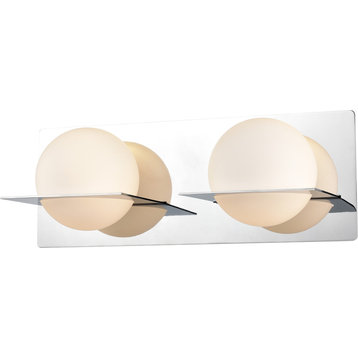 Io Wall Vanity - Chrome with Half Opal Glass, 2