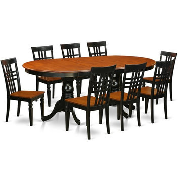 9-Piece Table and Chair Set With a Table and 8 Dining Chairs, Black and Cherry