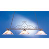 48" 3-Bulb Billiard Light Accented With Brown Swirl Glass, Satin Steel