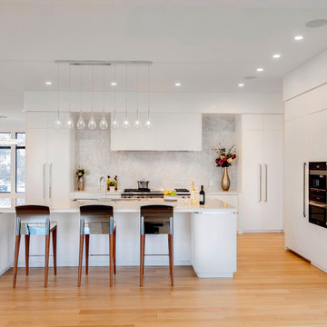 Custom Italian All-White & Wood Kitchen in Newton, MA