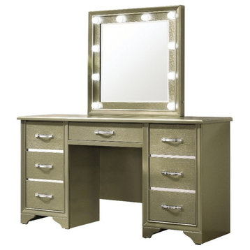 Coaster Beaumont 7-drawer Wood Vanity Desk with Lighting Mirror Gold