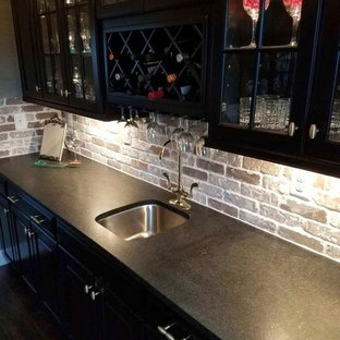75 Beautiful Home Bar With Laminate Countertops And Red Backsplash