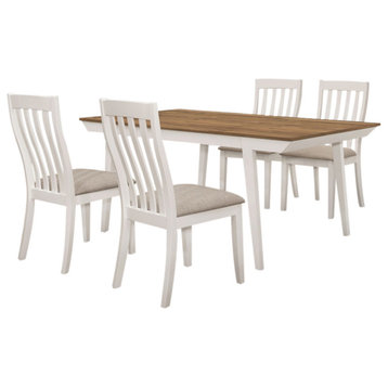 Anwar 5-piece Rectangular Dining Table Set Natural Acacia and Off White