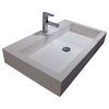 ADM Rectangular Wall Mounted Sink, White, 32", Glossy White