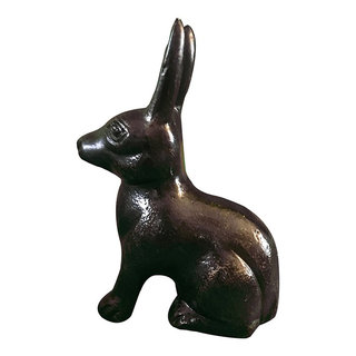 Kalalou Cast Aluminum Rabbit Candle Holders, Antique Brass - Set of 2