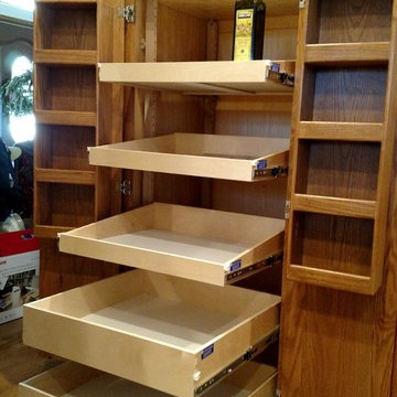 Pantry organization with slide out shelves