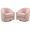 Home Square 2 Piece Swivel Upholstered Velvet Glider Set in Blush Pink