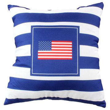 Blue American Flag Double Sided Pillow, 16x16
