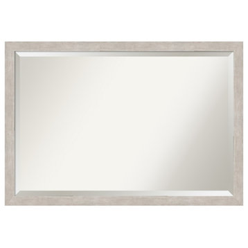 Marred Silver Beveled Wood Wall Mirror 38.5 x 26.5 in.
