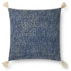 Blue 22"x22" Embroidered Pillow With Tassels