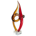 Dale Tiffany - Paglia Art Sculpture - Your passion for the finer things in life will burn brightly when you chose our Copeland Sculpture for your home or office. Our designers have outdone themselves with this modern representation of a flame that will seem to burn brightly in any decor style. Tubes of Favrile Art Glass appear to leap out of a square base in fiery shades of amber, orange and yellow, each side with a black accent streak, which runs from the base to the tip of the flame, adding depth and texture. A horizontal tube of glass in complementary colors wraps around the flame's center, which gives the entire piece a dramatic sense of movement. A dramatic focal point in any room, our Copeland Sculpture is certain to add warmth and color to your home for a lifetime.